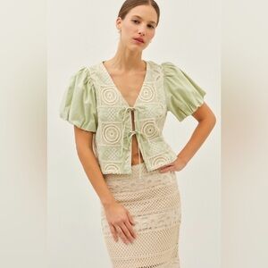 Green Crochet Bubble Vest